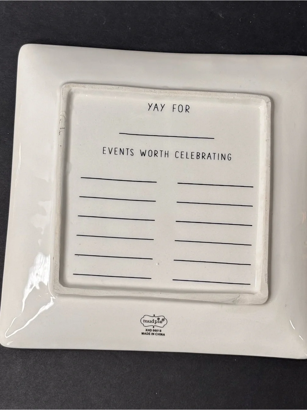 Mudpie “The YAY Plate” Confetti And Celebratory Phrases 8”